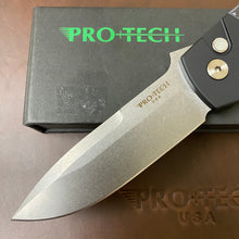 Load image into Gallery viewer, ProTech BT2731-WS Terzuola ATCF Auto Black handle, MOP Button, White Storm Fat Carbon Inlays Knife
