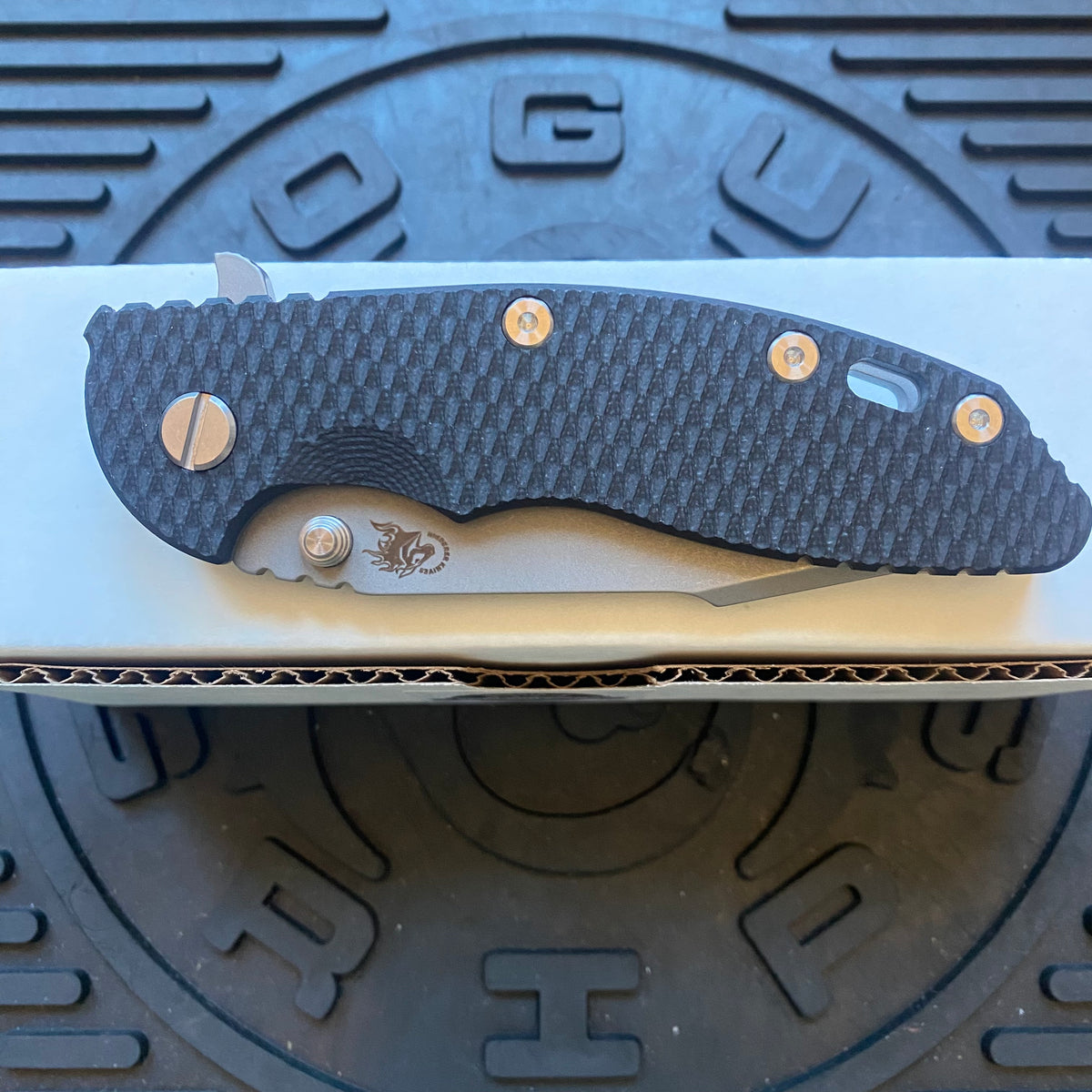 Rick Hinderer XM-18 3.5" Harpoon Spanto, Tri-Way, Working Finish, Black G10 Folding Knife