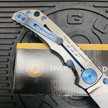 Load image into Gallery viewer, Spartan Blades Harsey Folder - BLUE Shield with Blue Stone, Magnacut Blade, Blue ANO Hardware Knife
