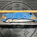 Spartan Blades Harsey Folder - BLUE Mayan with Blue Stones, Magnacut Blade, Bronze ANO Hardware Knife