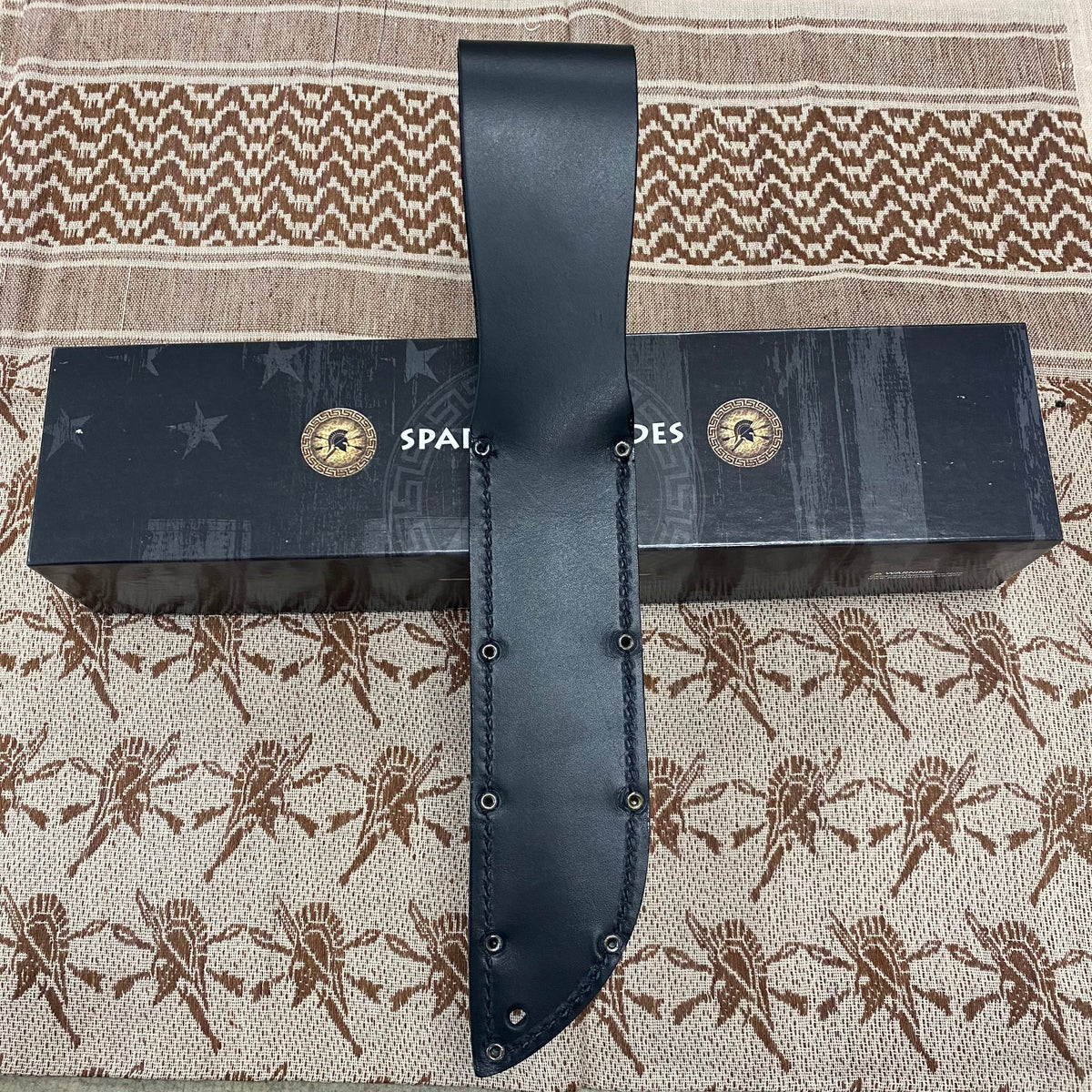 Spartan KA-Bar 7" CPM MagnaCut Flat Dark Earth Fixed Blade Knife with Black Leather Sheath SB54DEBKLTBK