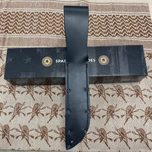 Load image into Gallery viewer, Spartan KA-Bar 7&quot; CPM MagnaCut Flat Dark Earth Fixed Blade Knife with Black Leather Sheath
