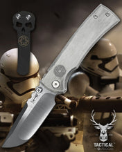 Load image into Gallery viewer, Chaves Ultramar Redencion Street Framelock 3.25&quot; Drop Point M390, Titanium Handles, SAND WARRIOR Knife
