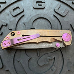 Spartan Blades Harsey Folder - Crusader Theme, Chad Nichols Damascus Blade, Purple Hardware Knife
