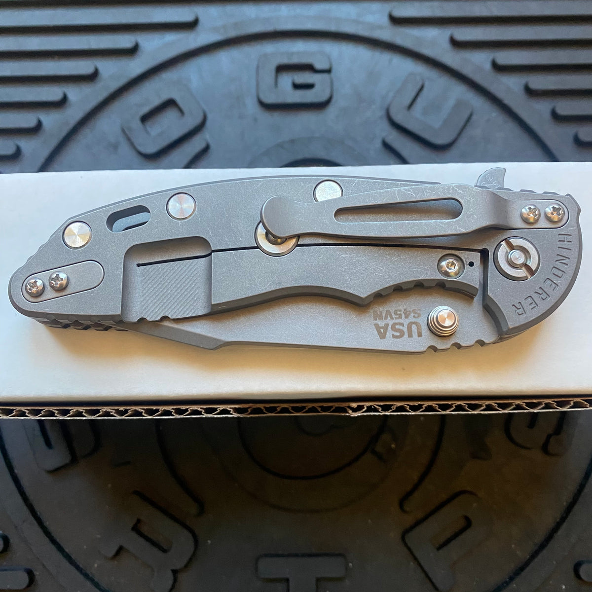 Rick Hinderer XM-18 3.5" Harpoon Spanto, Tri-Way, Working Finish, Black G10 Folding Knife