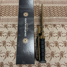 Load image into Gallery viewer, Spartan KA-Bar 7&quot; CPM MagnaCut Flat Dark Earth Fixed Blade Knife with Kydex Tan Sheath
