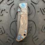 Spartan Blades Harsey Folder - Memento Mori 2023 Theme, PVD Magnacut Blade, Blue ANO Hardware Knife