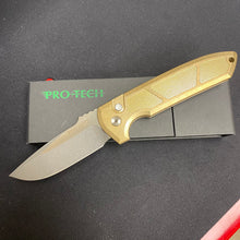 Load image into Gallery viewer, Protech LG335 Rockeye Custom Textured AL Bronze Handles, Acid Wash Blade, Mother of Pearl Button Knife
