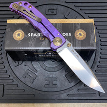 Load image into Gallery viewer, Spartan Blades Harsey Folder - PURPLE Mayan with Red Stones, Magnacut Blade, Purple ANO Hardware Knife
