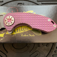 Load image into Gallery viewer, Curtiss Custom Knives F3 Compact Frame Lock, 2.5&quot; Spanto Magnacut Blasted Blade FLIPPER, Frag-Mill Pink Pattern Handles, Knife
