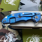 Rick Hinderer XM-18 3.5" CPM-20CV Bowie Tri-way Stonewash Blue Blue G10 Knife