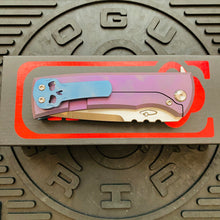 Load image into Gallery viewer, Chaves Ultramar 229 Kickstop TANTO Titanium 3.63&quot; Belt Satin Knife COTTON CANDY THEME
