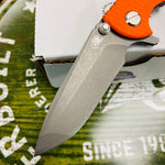 Rick Hinderer XM-18 3.0" Spanto, Tri-Way, Working Finish, Orange G10 Knife