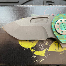 Load image into Gallery viewer, Curtiss Custom Knives F3 Compact Frame Lock, 2.5&quot; Spanto Magnacut Blasted Blade FLIPPER, FJ-Mill Green Handles, Knife
