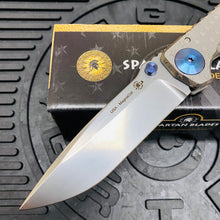 Load image into Gallery viewer, Spartan Blades Harsey Folder - Gray American Waving Flag Satin Magnacut Blade, Blue ANO Hardware Knife
