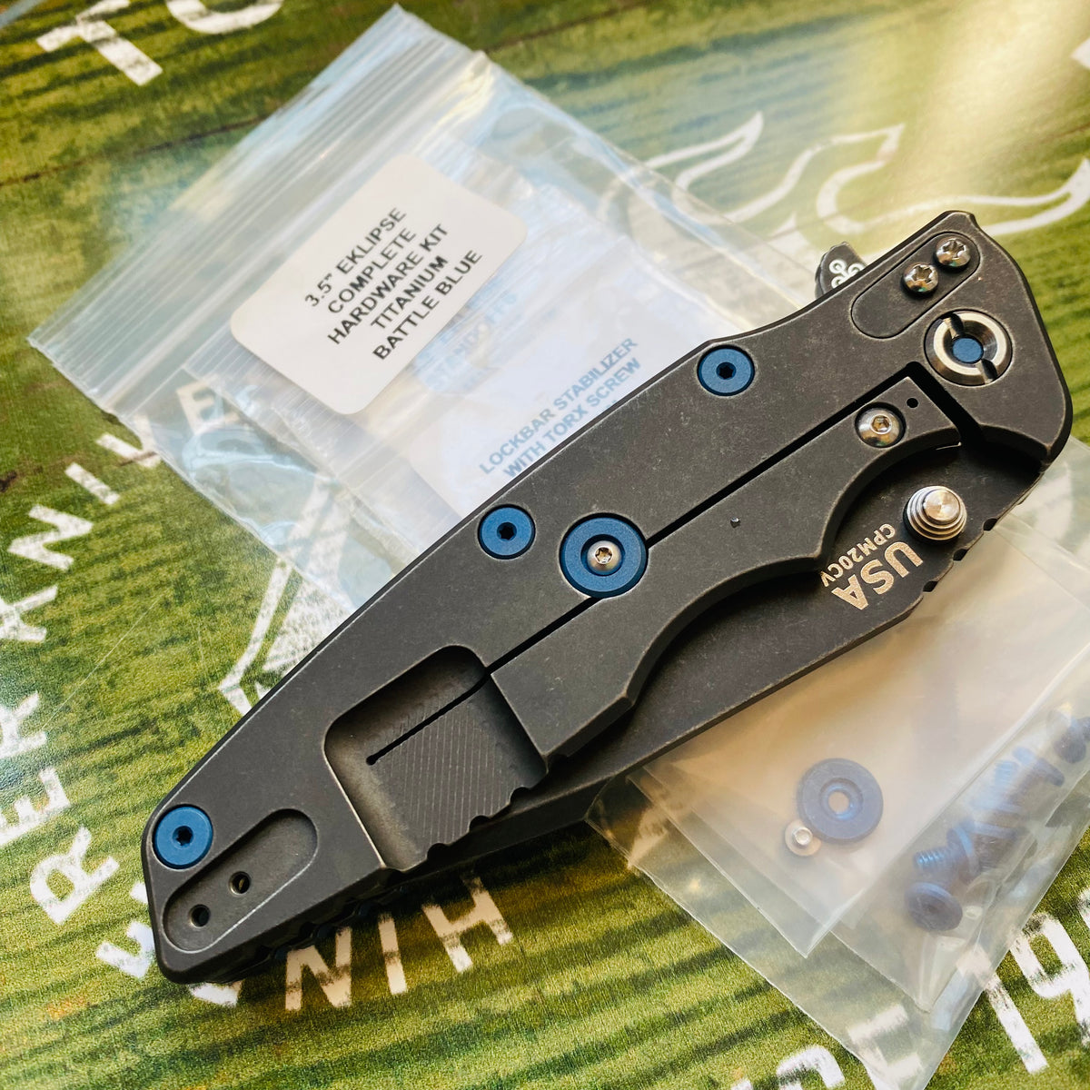 Rick Hinderer 3.5” Eklipse Complete Hardware Kit Titanium Battle Blue