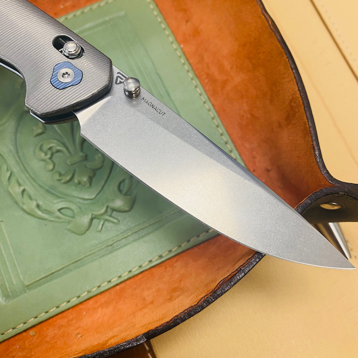 Tactile Knife Co. Maverick, 3.5" Magnacut Stonewash Blade, Titanium Handles Folding Knife