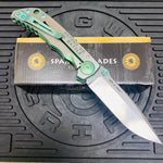 Spartan Blades Harsey Folder - GREEN Saint Michael, Magnacut Blade, Green ANO Hardware Knife