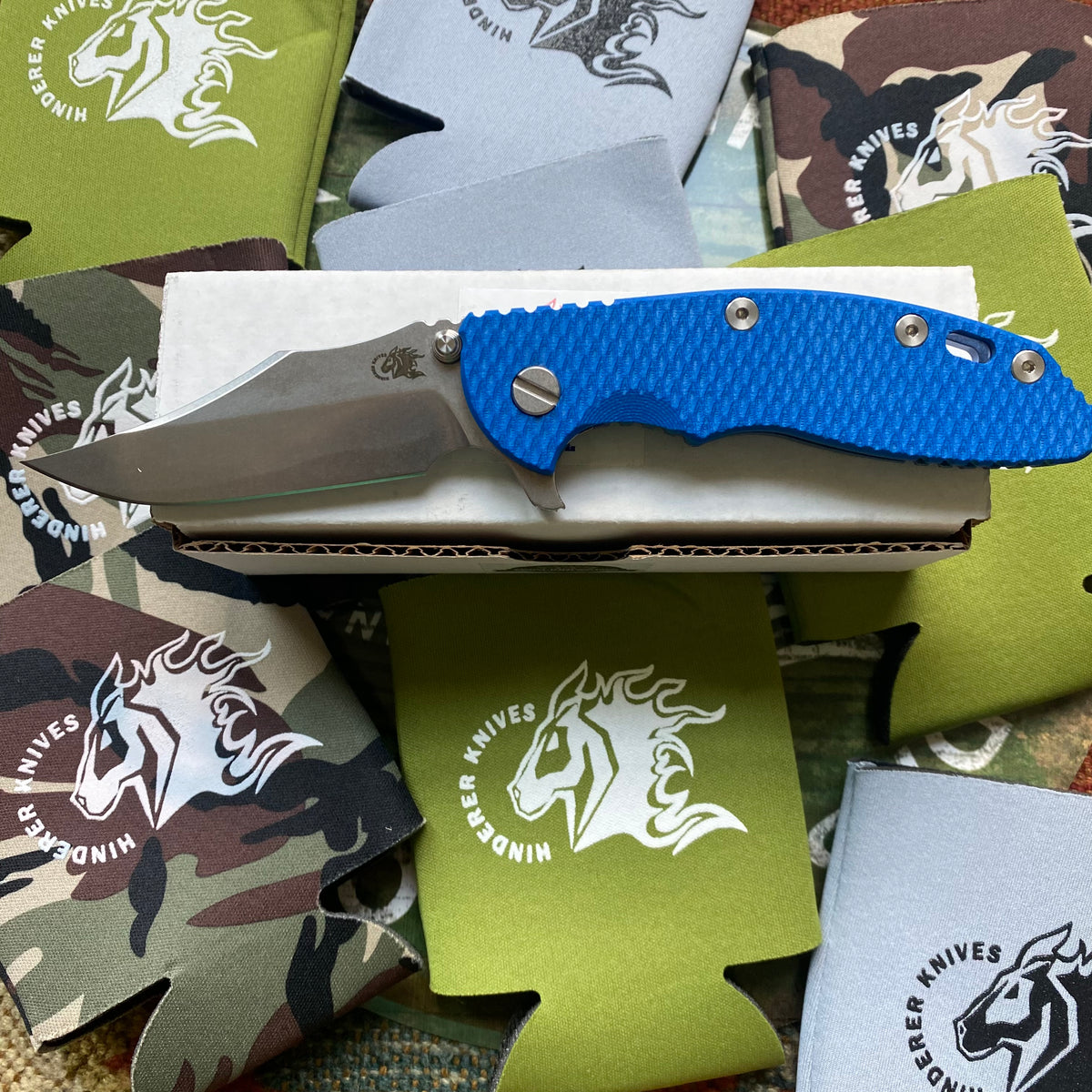 Rick Hinderer XM-18 3.5" CPM-20CV Bowie Tri-way Stonewash Blue Blue G10 Knife