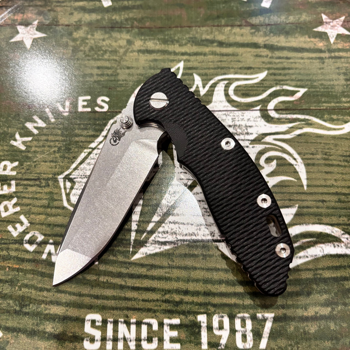 Rick Hinderer XM-18 3.25" Spanto, Magnacut Blade, Black G10, Stonewash Knife
