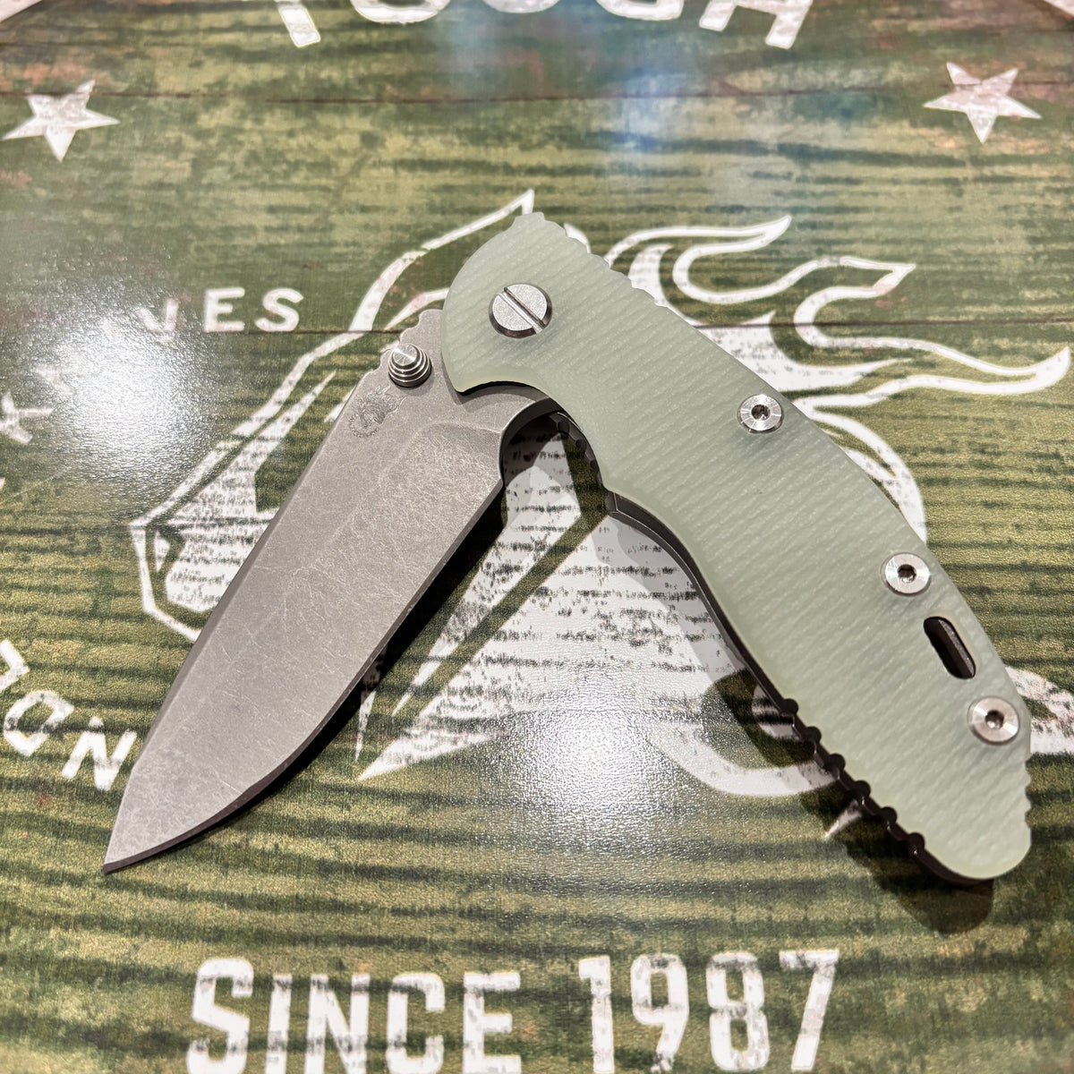 Rick Hinderer XM-18 3.25" Spanto, Magnacut Blade, Translucent Green G10, Working Finish Knife