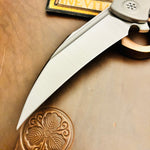 Sharp by Design Derecho 3.38" Satin Hawkbill Satin Blade, Grey Aspirated Handle Knife