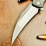 Sharp by Design Derecho 3.38" Satin Hawkbill Satin Blade, PVD Aspirated Handle Knife