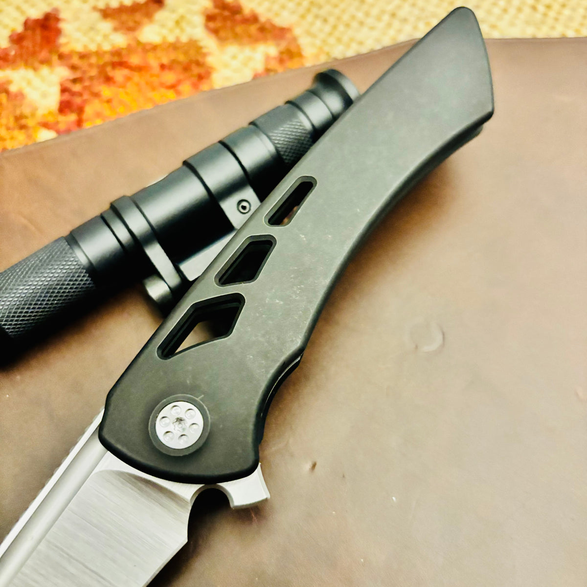 Sharp by Design Derecho 3.38" Satin Hawkbill Satin Blade, PVD Aspirated Handle Knife