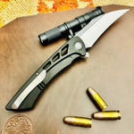 Sharp by Design Derecho 3.38" Satin Hawkbill Satin Blade, PVD Aspirated Handle Knife