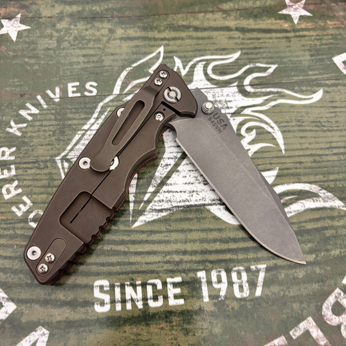 Rick Hinderer Eklipse 3.5" S45VN Spearpoint Tri-Way Battle Bronze with Red G10 Knife