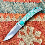 Spartan Blades Harsey Folder - GREEN Mayan with Green Stones, Magnacut Blade, Green ANO Hardware Knife