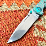 Spartan Blades Harsey Folder - GREEN Mayan with Green Stones, Magnacut Blade, Green ANO Hardware Knife