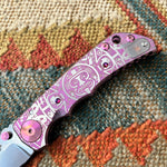 Spartan Blades Harsey Folder - PINK Mayan with Blue Stones, Magnacut Blade, Pink ANO Hardware Knife
