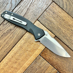 Spartan Blades SF3SW PALLAS Flipper 3.75" Magnacut Stonewashed Plain Blade, Black Aluminum Handles