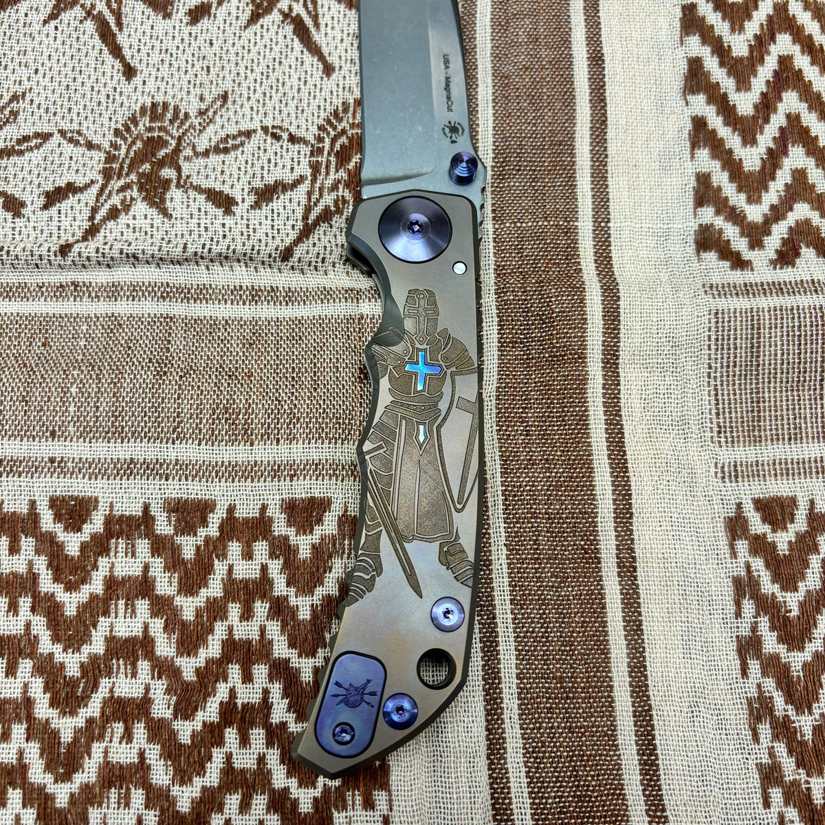 Spartan Blades Harsey Folder - Crusader Theme, Magnacut Blade, Purple Hardware Knife