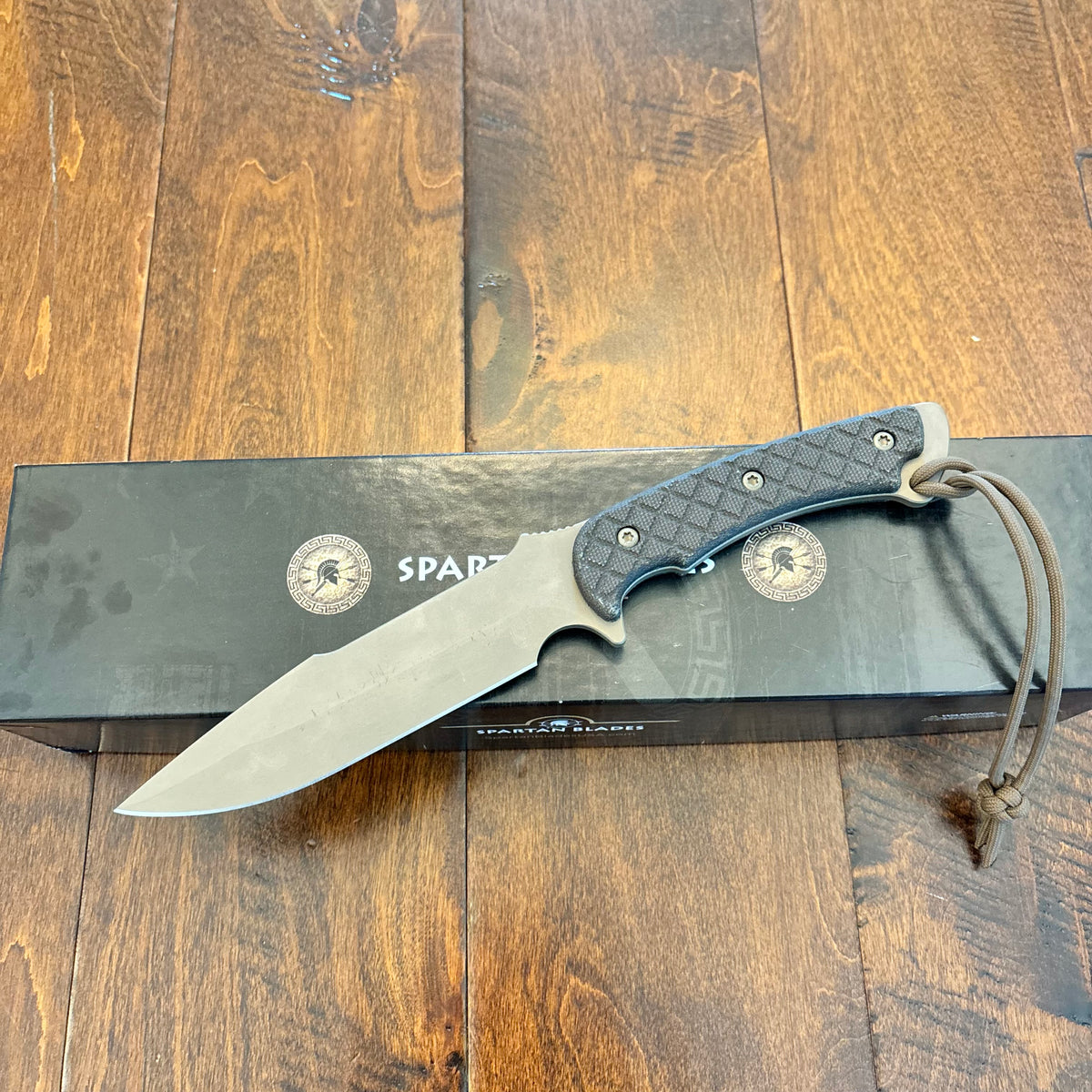 Spartan Blades Horkos Flat Hard Earth 5.6" Fixed Blade Knife Micarta Flat Dark Earth Handle with Tan Molle Sheath SB4DEGRNLTN