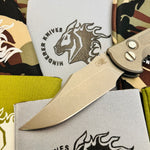 Hinderer XM-18 3.5” Auto Bowie - Working Finish Titanium - Stonewashed Blade Pre-Owned