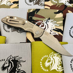 Hinderer XM-18 3.5” Auto Bowie - Working Finish Titanium - Stonewashed Blade Pre-Owned