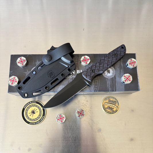 Spartan Blades Alala 3.75" Black Fixed Blade 1095 Cro-Van Steel Knife SBSL004BKBK