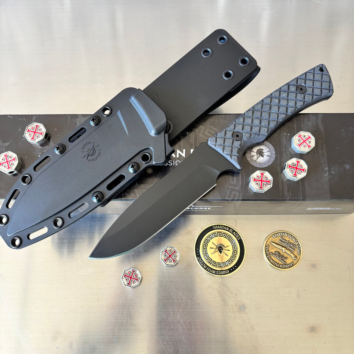 Spartan Blades Damysus 5.5" Fixed Blade 1095 Cro-Van Steel Knife SBSL003BKBK