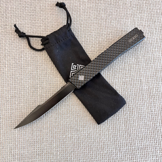 Ocaso 18LLB Lucent Large Black OTF 3.5" M390 Harpoon Blade Knife