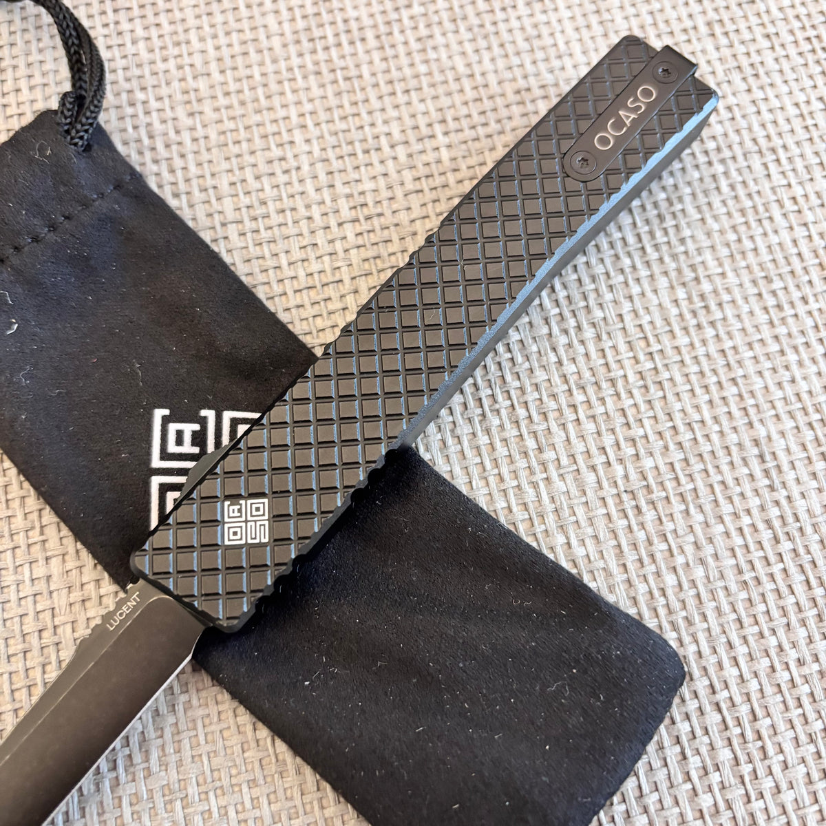 Ocaso 18LLB Lucent Large Black OTF 3.5" M390 Harpoon Blade Knife