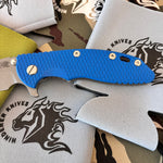 Rick Hinderer XM-18 3.5" Magnacut SKINNY HARPOON SPANTO, Tri-Way, Working Finish, Blue G10 Flipper Folding Knife