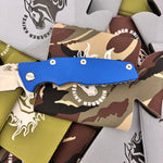 Rick Hinderer Eklipse 3.5" S45VN Slicer Hollow Grind Triway Stonewash, Blue G10 Knife