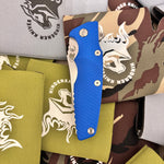 Rick Hinderer Eklipse 3.5" S45VN Slicer Hollow Grind Triway Stonewash, Blue G10 Knife