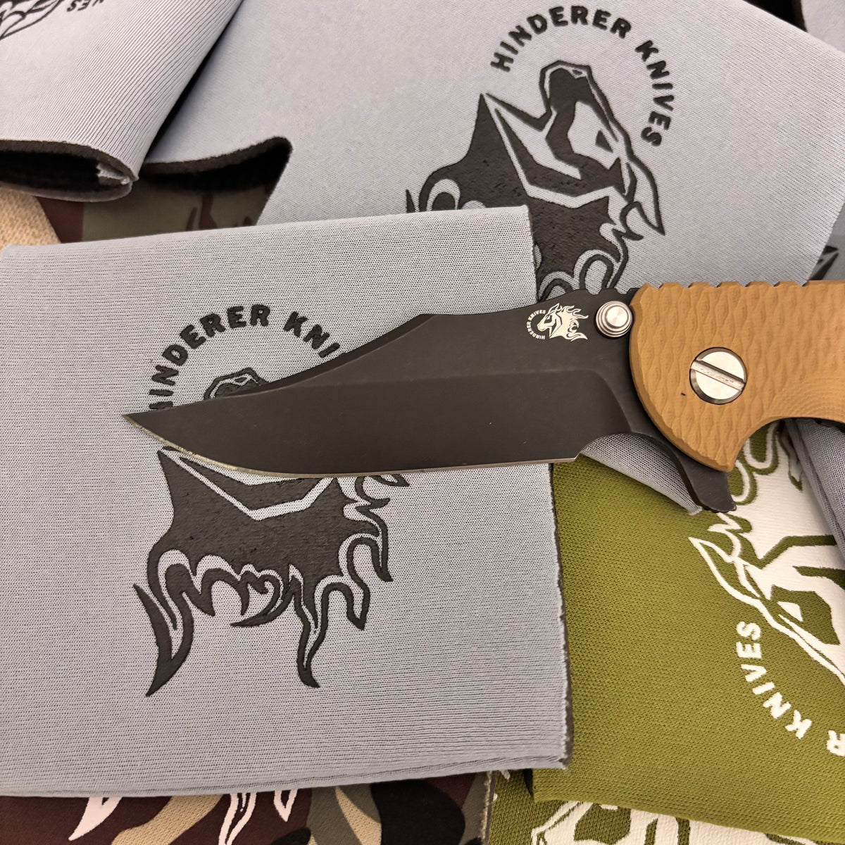 Rick Hinderer XM-18 3.5" Magnacut Bowie Tri-way Battle Black, Coyote G10 Knife