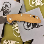 Rick Hinderer XM-18 3.5" Magnacut Bowie Tri-way Battle Black, Coyote G10 Knife