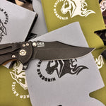 Rick Hinderer XM-18 3.5" Magnacut Bowie Tri-way Battle Black, Coyote G10 Knife