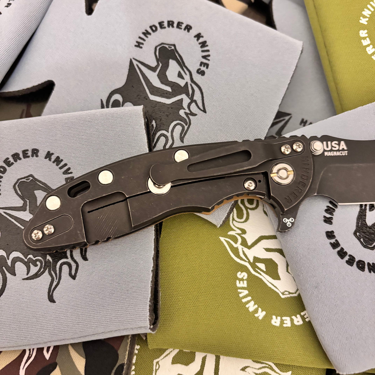 Rick Hinderer XM-18 3.5" Magnacut Bowie Tri-way Battle Black, Coyote G10 Knife