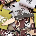 Rick Hinderer XM-18 3.5" Magnacut Harpoon Spanto, Tri-Way, Stonewash, Black G10 Folding Knife